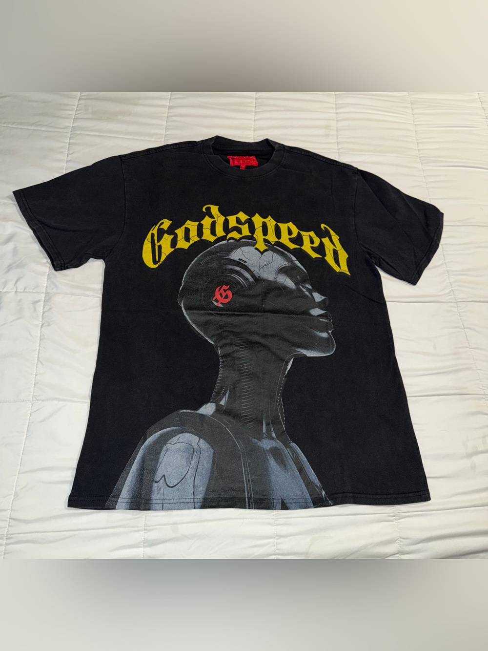 Godspeed Graphic Black Short Sleeve T-Shirt with Yellow Logo